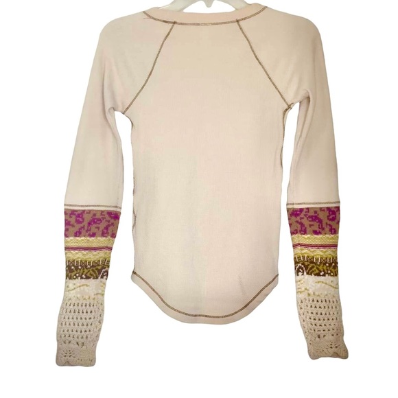 Free People In The Mix Thermal Cream Linen Combo Top - Picture 5 of 8